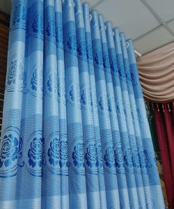 Rèm Vải Nhẹ Nhàng Màu Xanh Dương Có Hoa Văn TMD 312-58