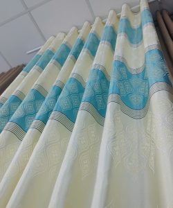 Rèm Vải A 1907-8 12 Rèm Vải Nhẹ Nhàng Màu Xanh Ngọc và Màu Kem Có Hoa Văn