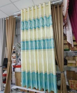 Rèm Vải A 1907-8 13 Rèm Vải Nhẹ Nhàng Màu Xanh Ngọc và Màu Kem Có Hoa Văn