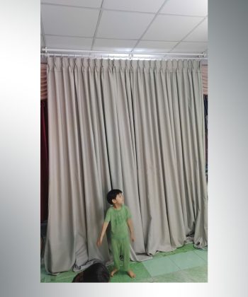 Rèm vải họa tiết nổi 241214 xanh và xám 36 rem cua go vap 4 1