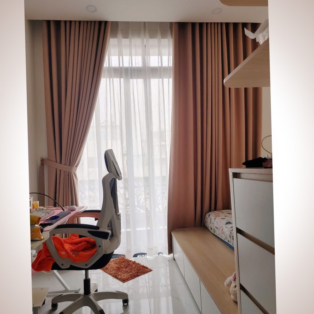 Phòng ngủ master / Phòng ngủ gia đình rèm cửa 2 lớp gò vấp