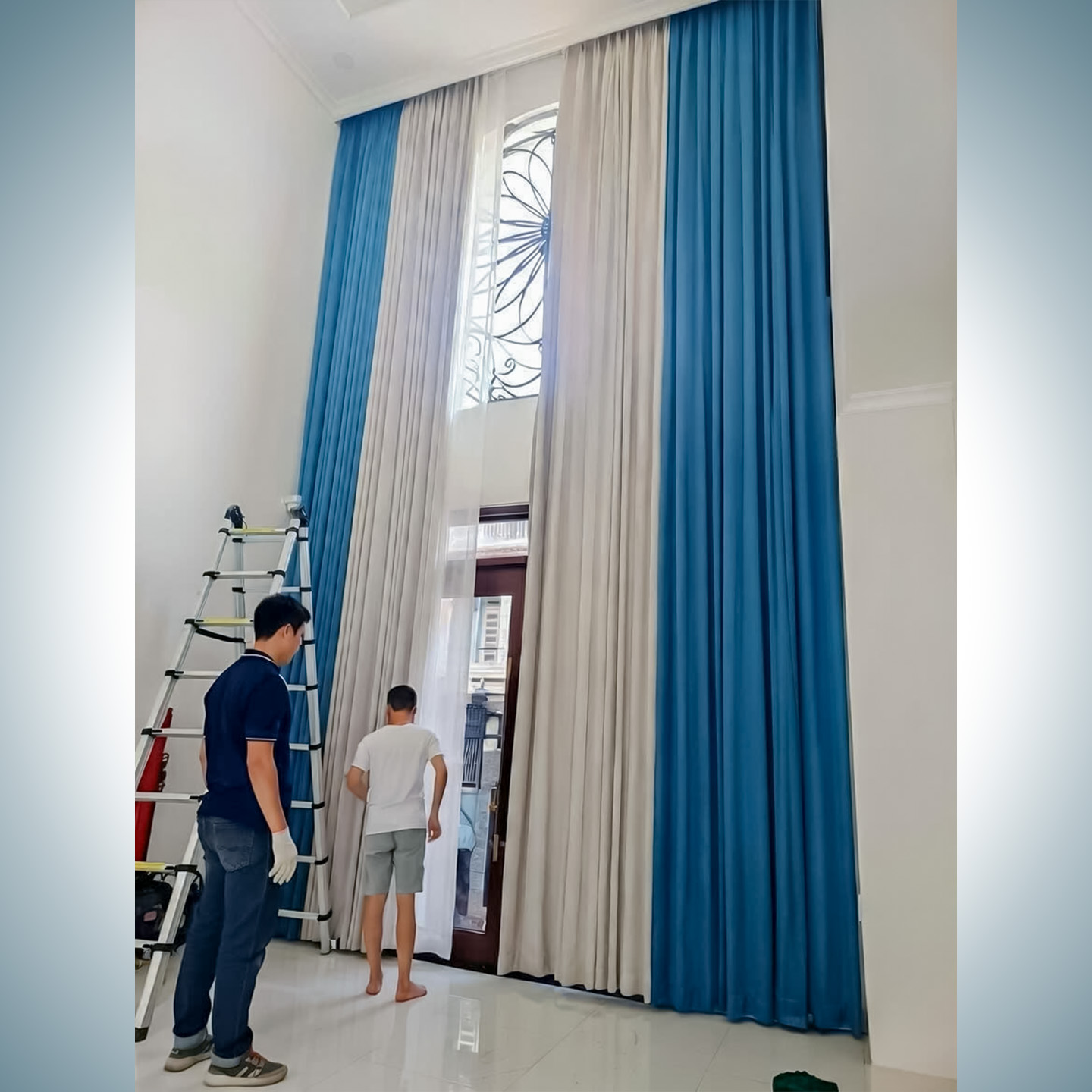 Rèm vải nhập khẩu 2 lớp cho biệt thự
