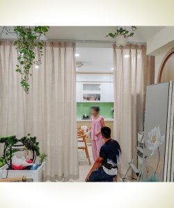 Lắp Đặt Rèm Cửa Đường Phan Văn Trị Gò Vấp – Rèm Spa Vải Voan Linen May Xếp Ly